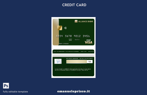modello di carta visto bancario Austria Alliance in stile verificato